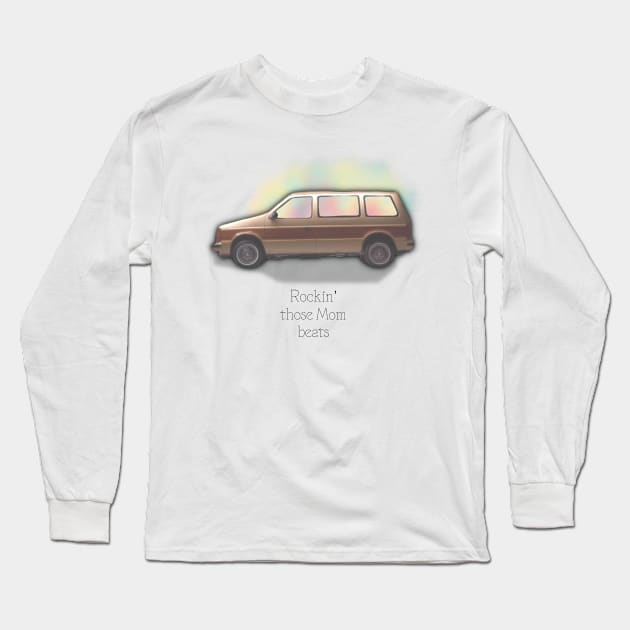 Rockin’ Those Mom Beats, Fun Retro Mini-van Graphic Long Sleeve T-Shirt by cherdoodles